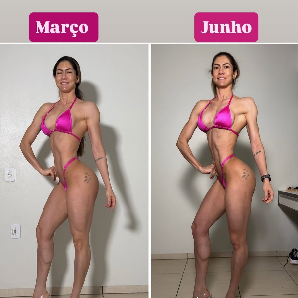 Evolução de aluna de março a junho com o método de linha de cintura